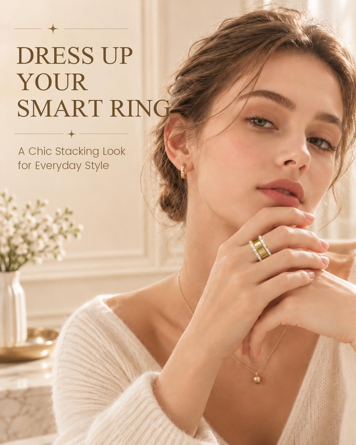 14K Gold Plated Smart Ring Jacket Compatible with Oura Ring Gen 4/Gen 3