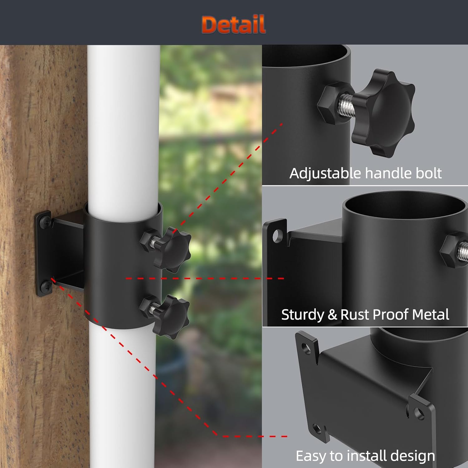 Deck Umbrella Mount Stainless Steel Patio Umbrella Holder, Umbrella Clamp Mount for Deck Railing Heavy Duty Outdoor Umbrella Clamp (4 Pcs)