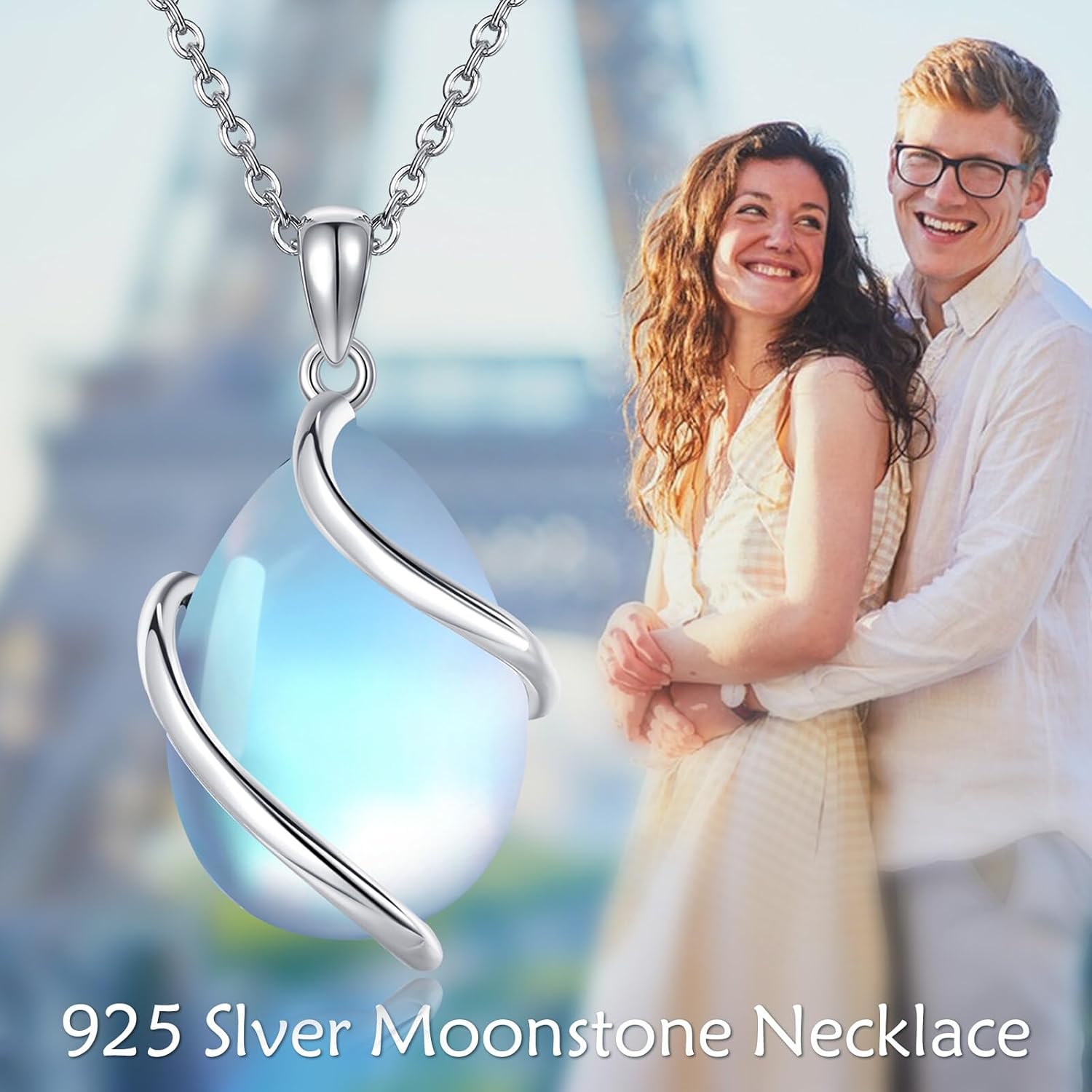 Black Onyx/Moss Agate/Larimar/Turquoise/Labradorite/Monnstone/Opal/Lapis Lazuli/Malachite/Bule Opal Necklace for Women Men Sterling Silver Jewellery for Women - Image 2