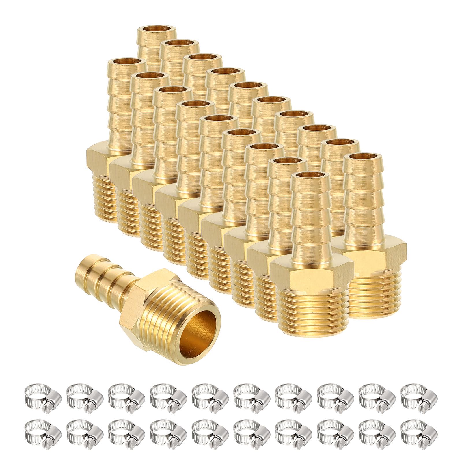 Raccord barbelé laiton anti fuite pour tuyau souple 9.5 mm avec collier serrage