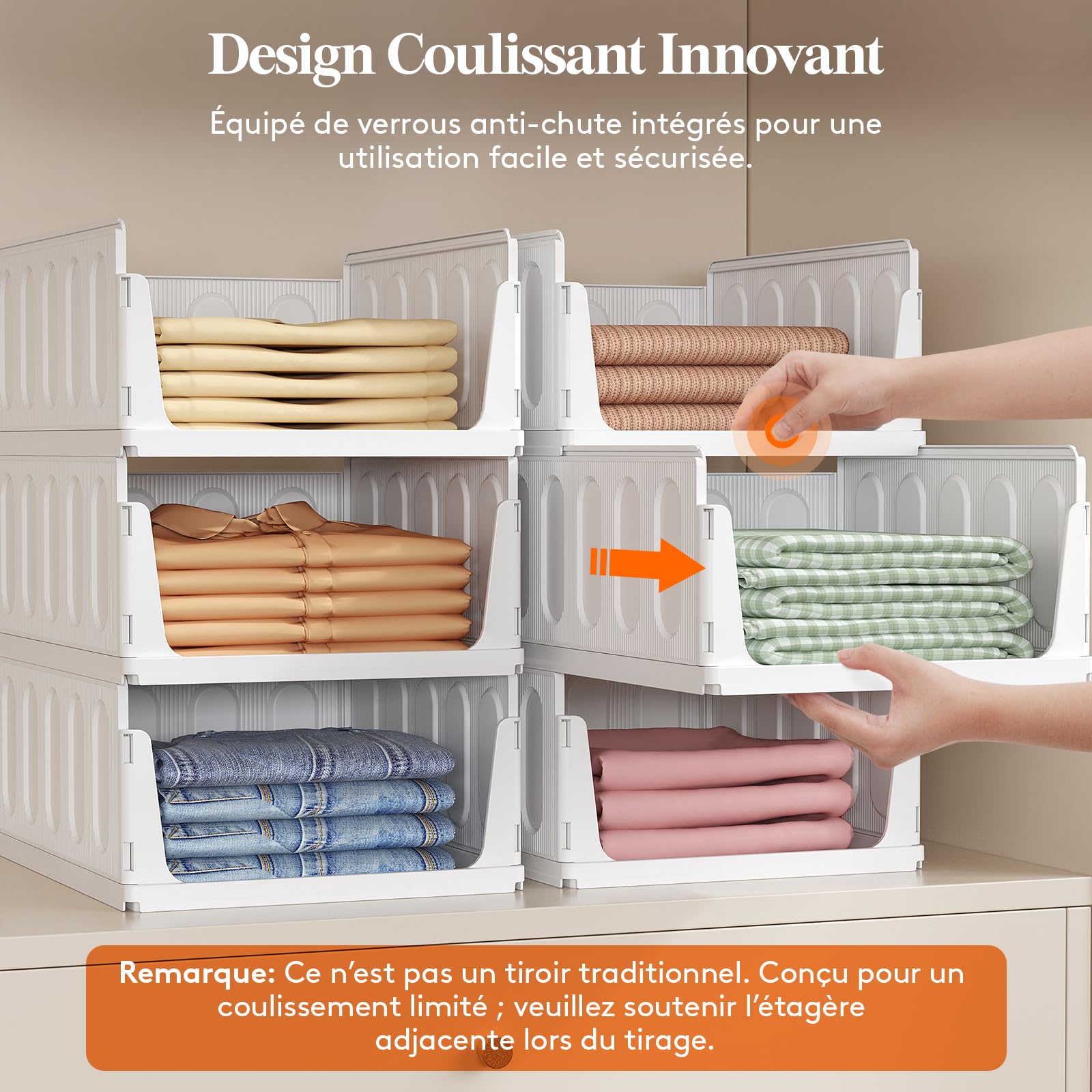 Lifewit Boîtes de Rangement pour Vêtements, Organisateur de Penderies Empilables, Blanc Bacs Individuels en Plastique, Idéal pour Placard de Cuisine, Armoire de Camping et Salle de Bain, 24L, Lot de 8