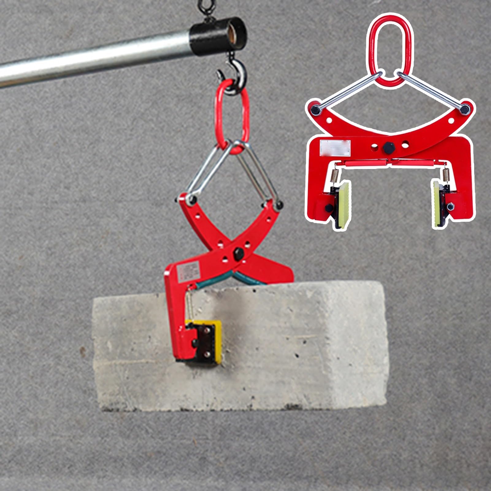 Generisch Granitplatten-Hebeklemme, Hochleistungs-Steinhebeklemme – Betonplattenheber aus legiertem Stahl für Granitplatten, Tragfähigkeit 260–325 kg, gummiert, Öffnungsweite 10–30 cm (4–11,75 Zoll)
