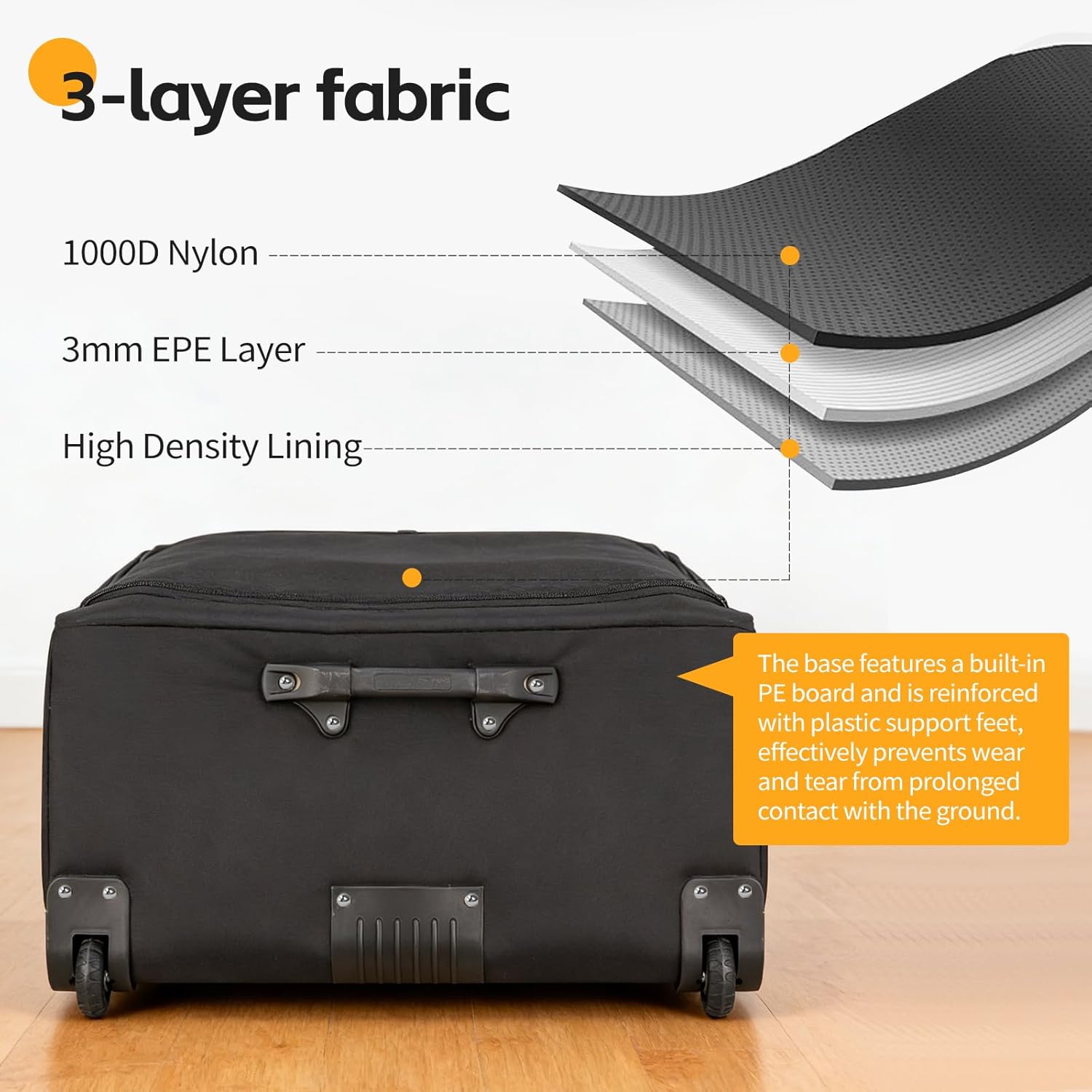 Padded Stroller Travel Bag with Wheels for Airplane Gate Check,Travel Storage Bag Compatible with UPPAbaby Vista V2 & Cruz V2 (Remove Rear Wheels),Includes Inner Wheel Bag and Storage Pocket