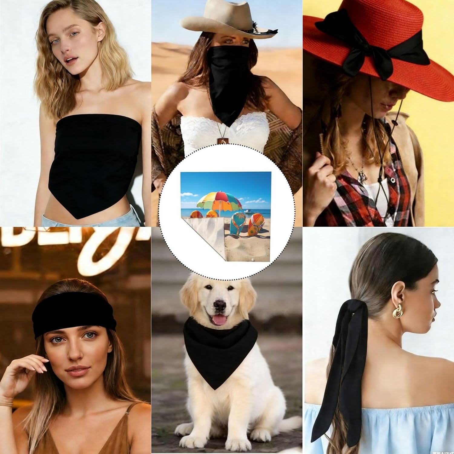 Cooling Bandanas for Men Women Square Hair Scarf 22" x 22" Novelty Headband Colorful Flip Flops Beach Ball Neckerchief