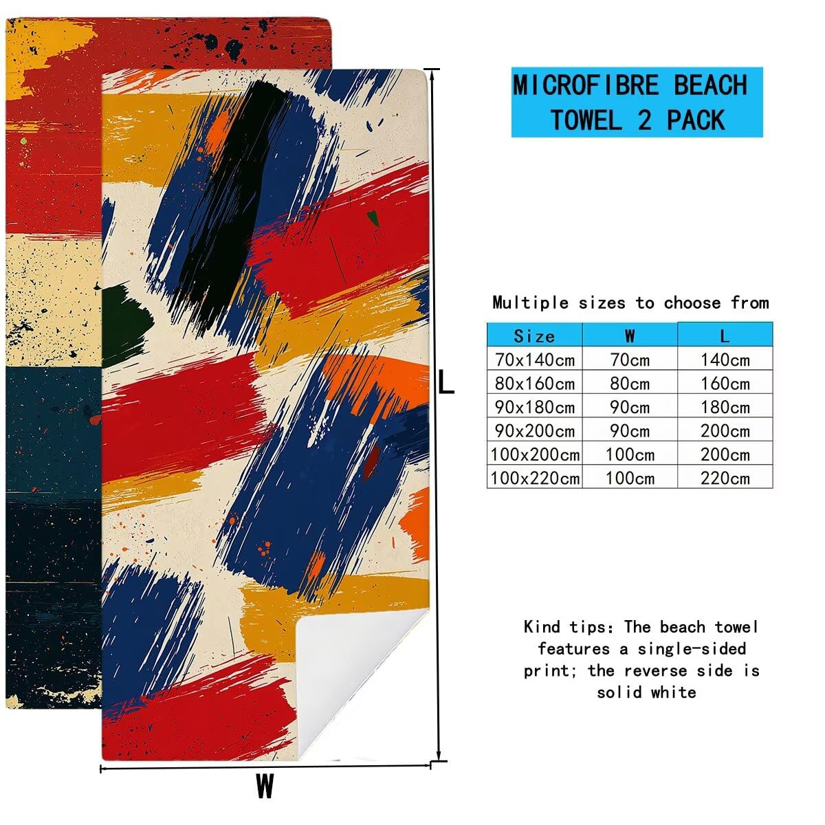 Telo Mare Microfibra, Telo Mare Grande 90x200cm 2 Pezzi, Asciugamano Palestra Donna Asciugatura Rapida, Antisabbia Asciugamano Microfibra, Leggero Asciugamani Palestra per Regalo (Graffiti) -4558