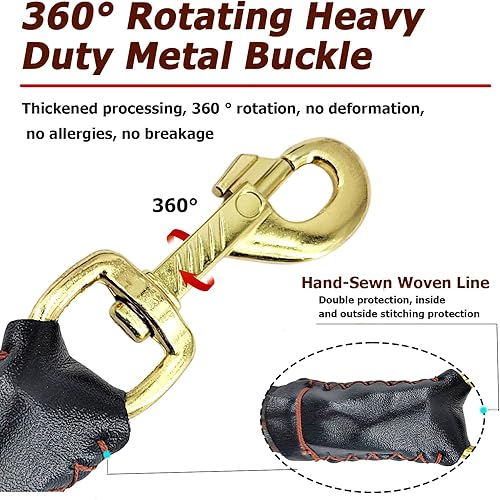 Miniatura 3 de Correa de cuero para perro, correa trenzada duradera para entrenamiento de perros, correas de cuero resistente, correa de cuero suave y cómoda para