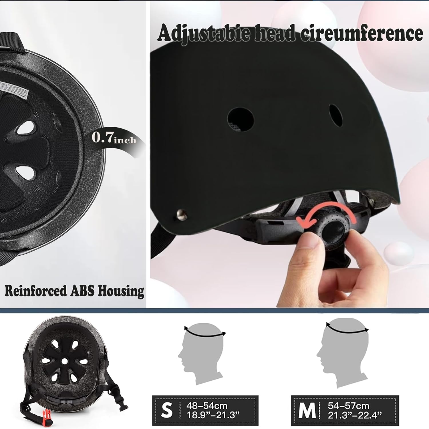 FOOKCIAN Kids Helmet,Toddler Skateboard Helmets for Ages 2-3-5-8-14 Years Boys Girls with Knee and Elbow Pads Wrist Guards fit Roller Skates,Skateboarding,Skating Scooter Adjustable Kids Helmet