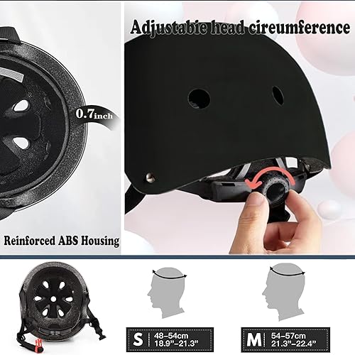 Miniatura 6 de Casco para niños, cascos de patineta para niños pequeños de 2 a 14 años, niños y niñas, con rodilleras y coderas, muñequeras, para patines