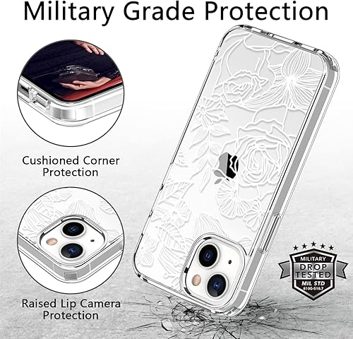 Miniatura 9 de ICEDIO Funda para iPhone 13 con protector de pantalla, funda transparente de ajuste delgado con diseños de moda para niñas y mujeres, funda