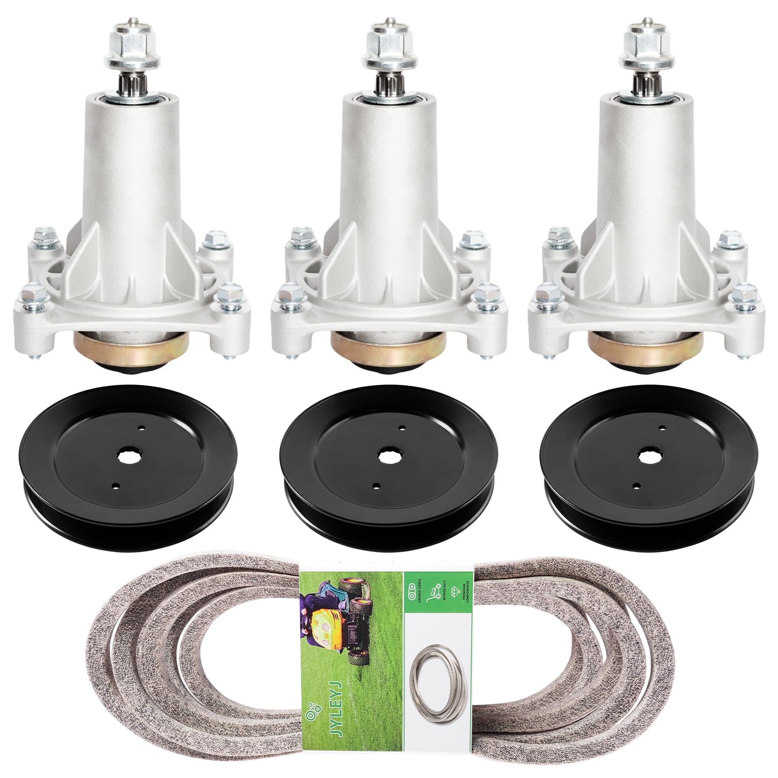 El kit de reconstrucción de cubierta de cortacésped incluye (3 unidades) 187292 532187292 587819701 532187281 conjunto de husillo, (paquete de 3) 153535 129861 173436 275-284 polea, (1 paquete)