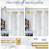 Vista 4 de Barras de Cortina Envolventes Doradas de 28 a 48 Pulgadas: Barra de Cortina de Ventana Ajustable de Servicio Pesado Opaca para Oscurecimiento