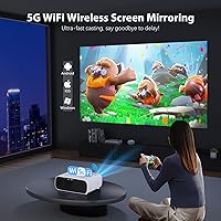 Vista 2 de Proyector con WiFi y Bluetooth, proyector nativo de 1080P, proyector portátil de 18000 lúmenes, mini proyector de película compatible