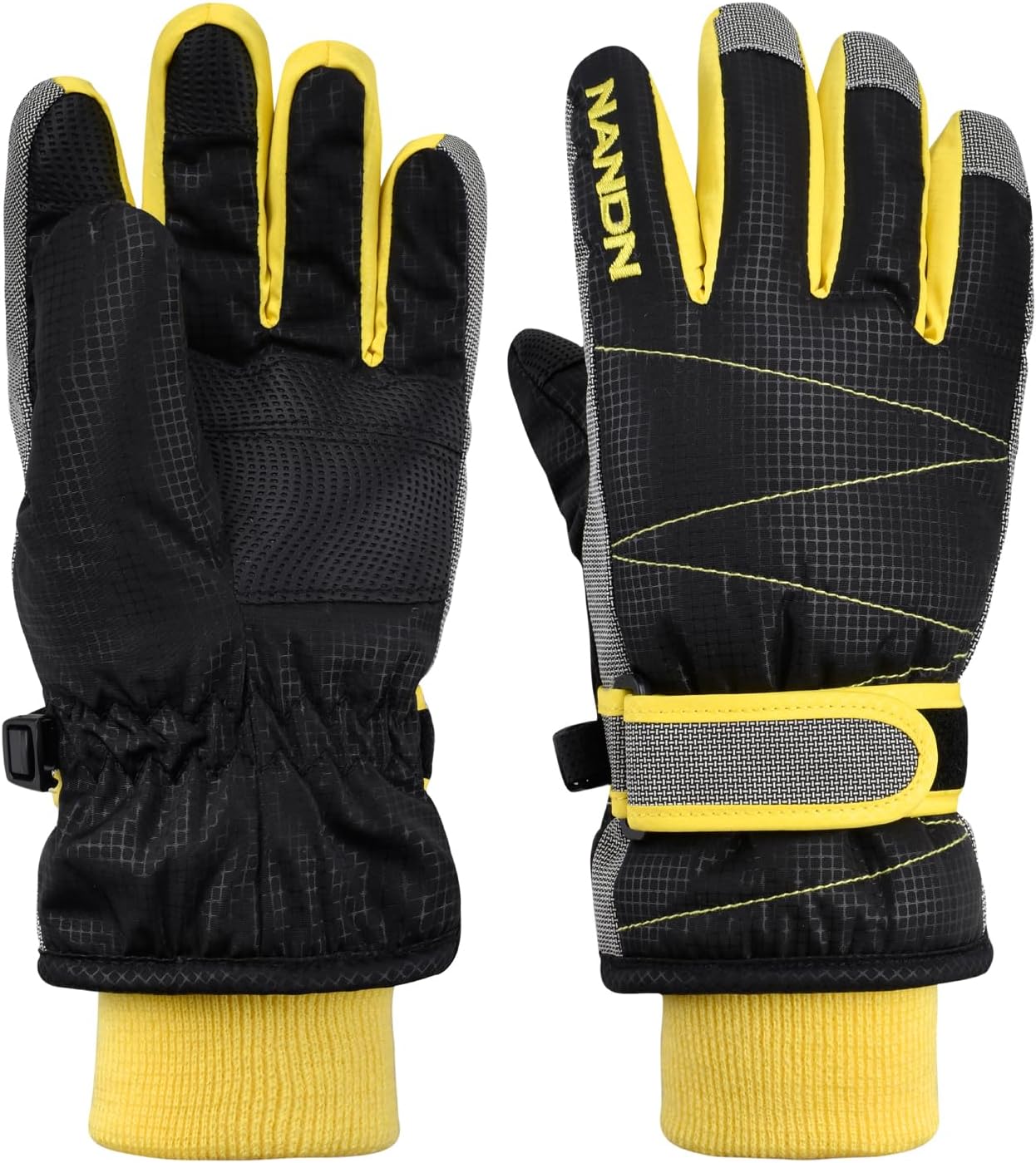 Ski Gloves Kids Cold Weather Winter Warm Gloves Windproof Thermal Fleece Outdoor Snowboard Snow Gloves Mittens for Boys Girls Children (Black, M (8-10 Years Old))