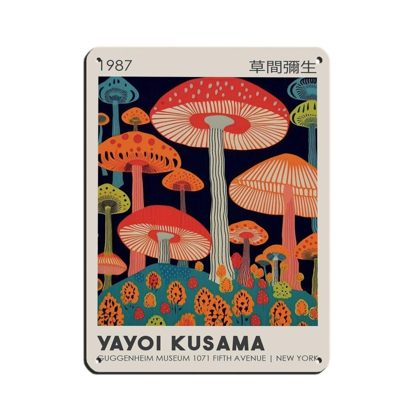 Mushroom Poster, Japanese Abstract Art Tin Sign Vintage Metal Pub Club Cafe Bar Home Wall Art Decoration Poster Retro 12x16inch(30x40cm)