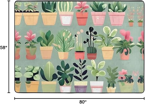 Miniatura 3 de Tapete rectangular para planta bonsái y tapete antideslizante, 80 x 58 pulgadas, para sala de estar, dormitorio, oficina, al aire libre