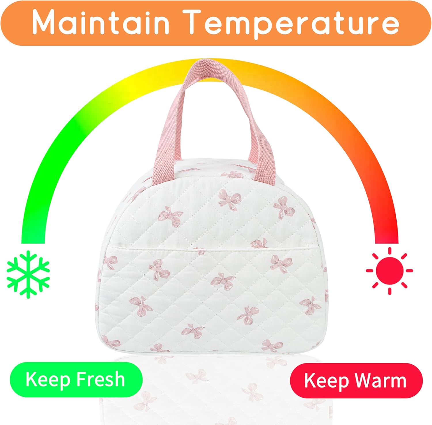 Lunch Bag for Women Insulated Lunch Box Cute Quilted Lunch Tote Bags Reusable Large Capacity Cooler Bag for Travel Work Picnic - Image 3