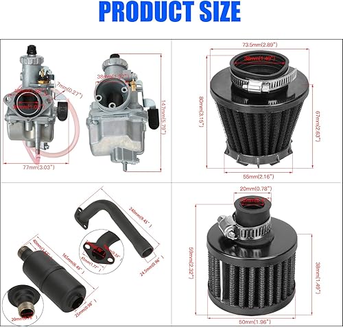 Miniatura 6 de YOXUFA Predator - Silenciador de tubo de escape de carburador VM22 de 212 cc para Coleman CT200U CT200U-EX BT200X GX160 GX200 196cc 6.5hp Motor Baja