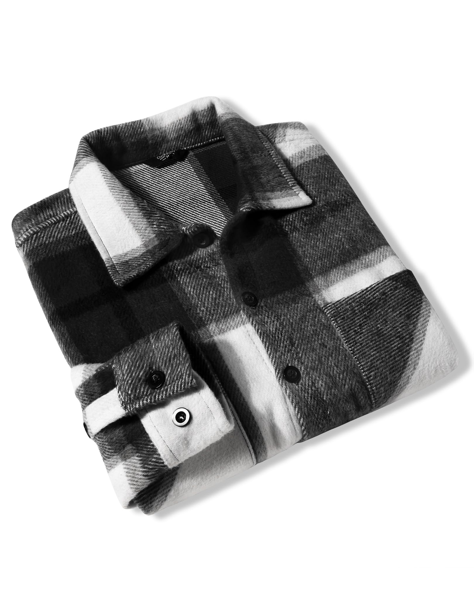 COOFANDY Camicia da uomo in flanella, casual, con bottoni, a quadri, a maniche lunghe, in pile con tasche