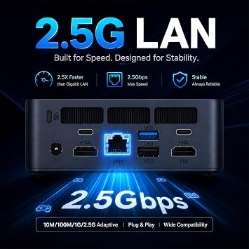 C7 Mini PC, Intel Core 3 100U, 16GB DDR4 RAM 512GB NVMe SSD | Hybrid Architecture, 6C/ 8T up,Dual Thunderbolt 4, Dual HDMI 4K, Wi-Fi 6, 2.5Gb Ethernet, Windows 11 Pro Desktop Computer