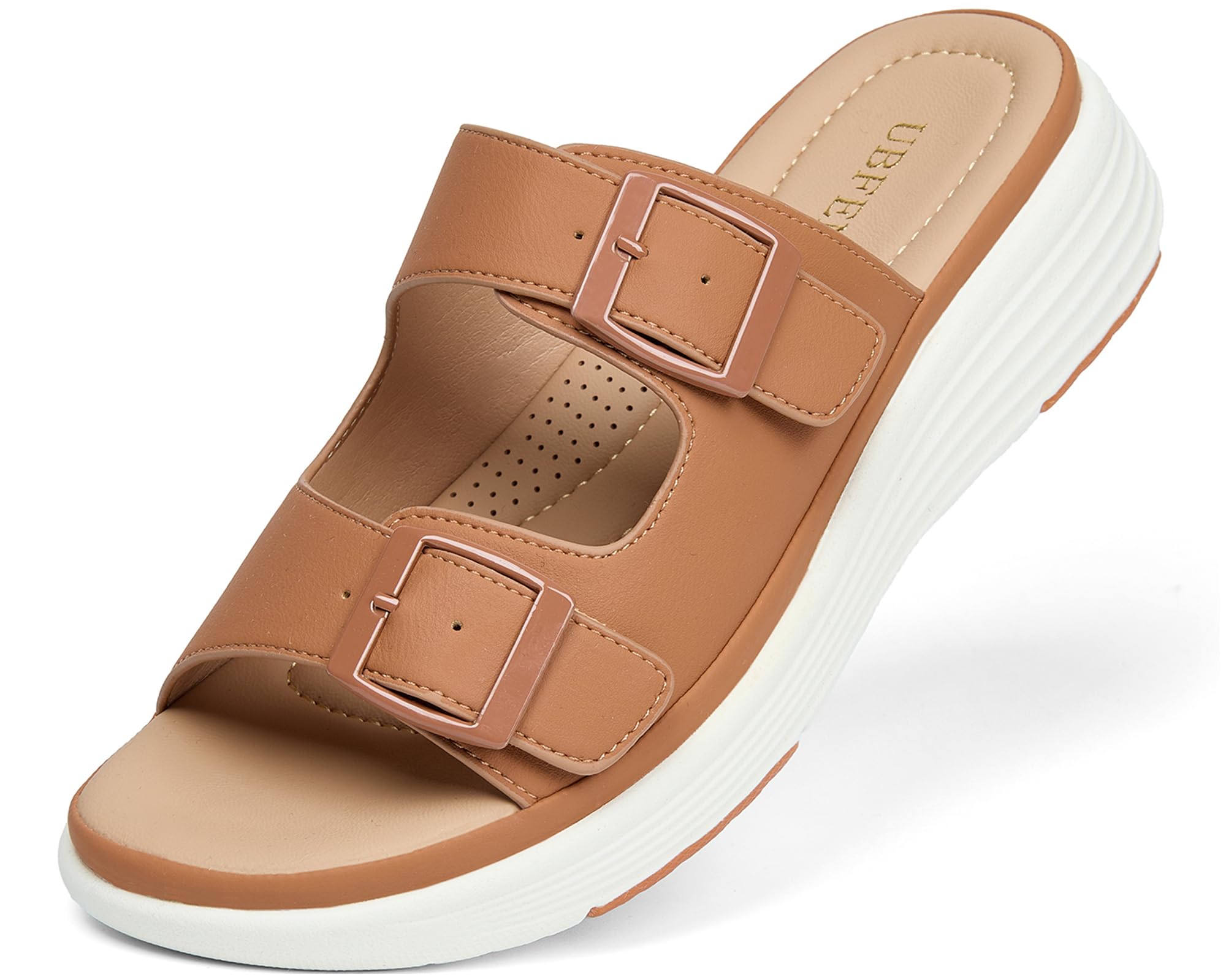 UBFEN Womens Platform Sandals Comfortable Walking Slide Soft Cushioning Footbed Casual Dressy Wedge Sandals