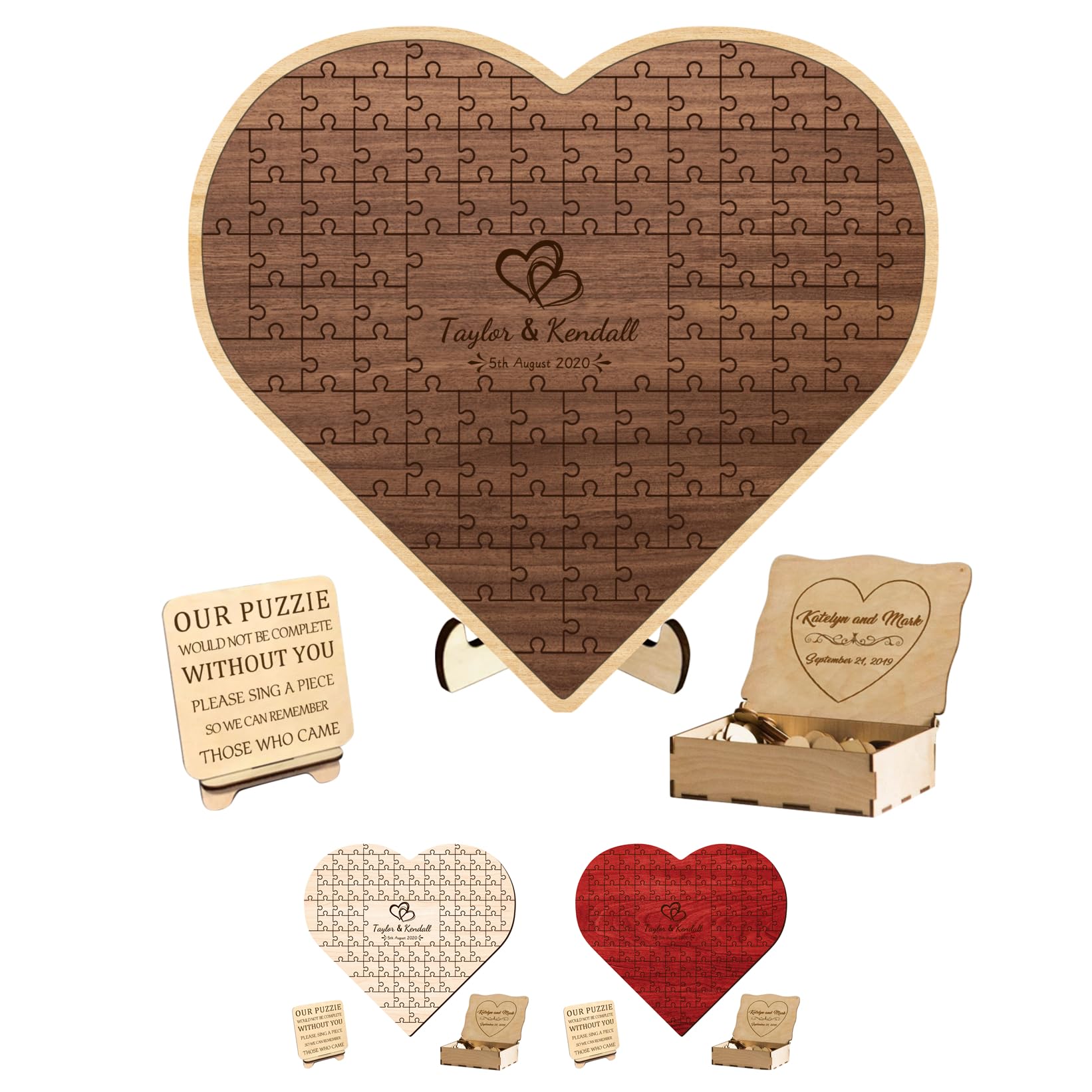 Amazon.com: Personalized Name Date Heart Puzzle Wedding Guestbook
