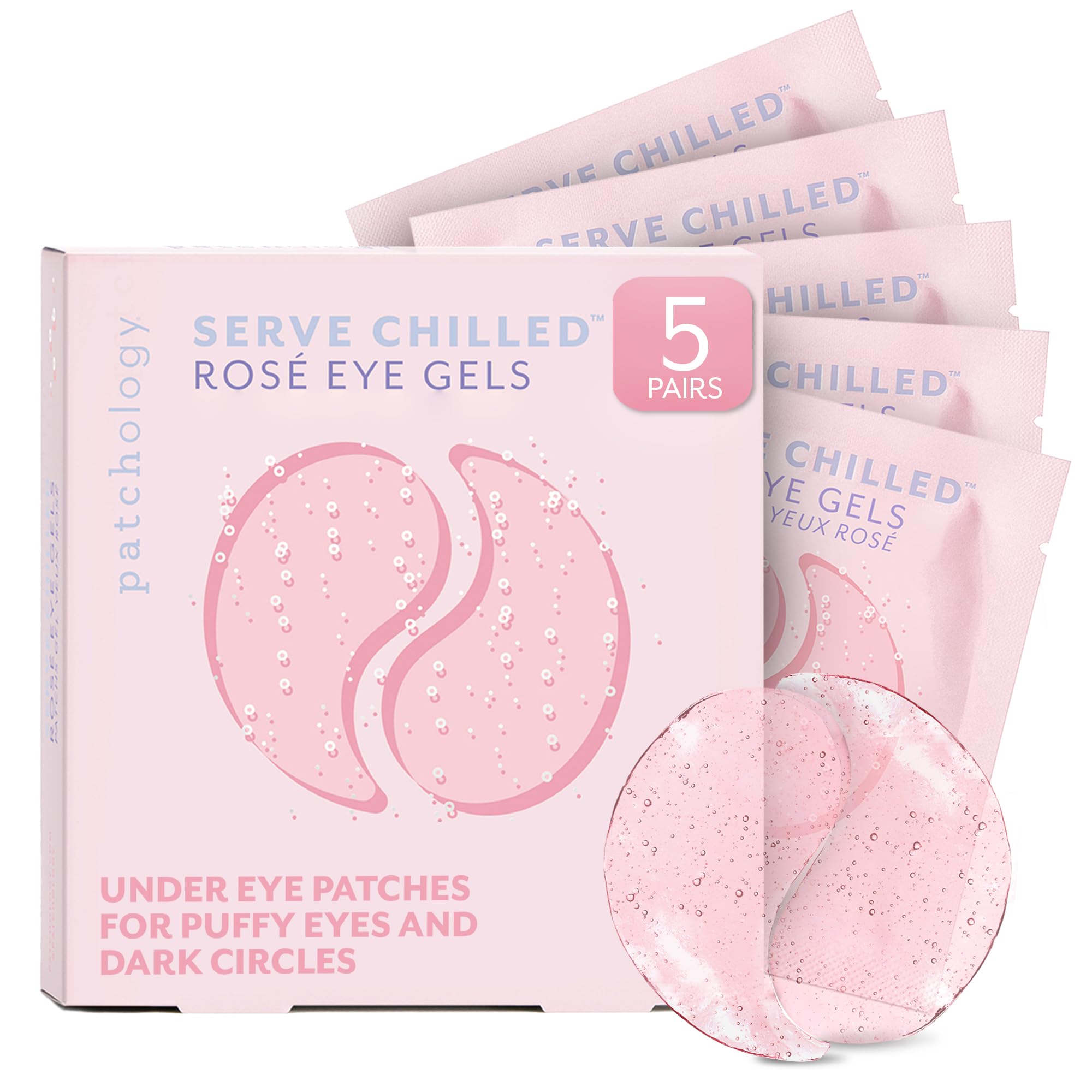 Patchology Serve Chilled Rosé Hydrating Under Eye Patches for Dark Circles, Beauty & Personal Care Eye Patch, Under Eye Mask, Eye Patches, Eye Masks for Dark Circles, Undereye Patches, 5 Pairs