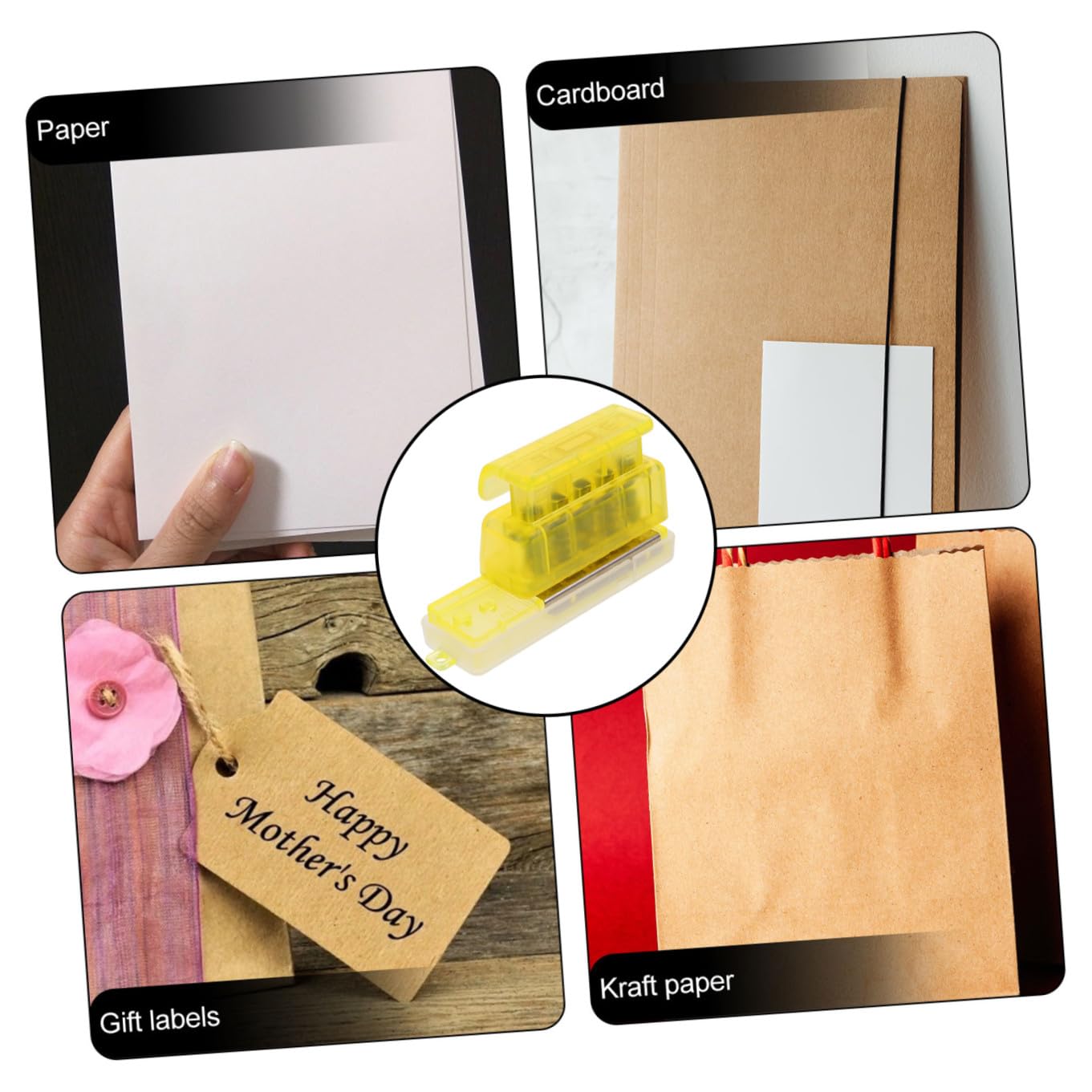 TEHAUX 5pezzi Perforatore Carta Maneggevole Trasparente Per Rilegatura Libri e Progetti Fai Da Te Design Compatto e Facile Da Usare Adatto Per Ufficio e Scuola