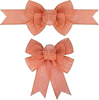 Vista 9 de 2 Piezas Lazos de Arpillera Prefabricados Hechos a Mano con Cinta con Alambre Negro para Coronas Decoraciones de Árbol Envoltura de Regalo