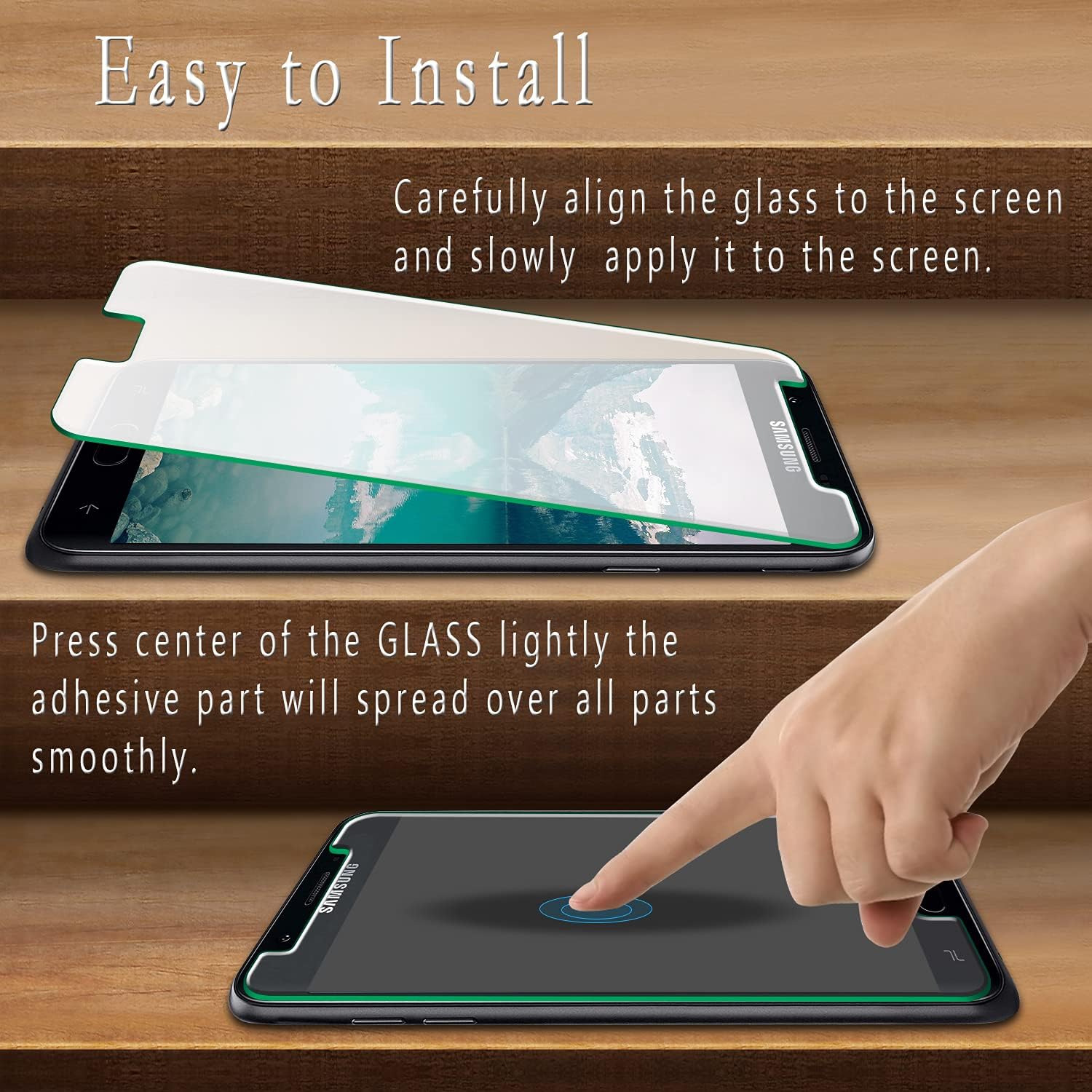 HPTech [2-Pack] Screen Protector for Samsung Galaxy J7 2018/ J7 Star/ J7 Crown/ J7 Aura/ J7 V (2nd Gen) Tempered Glass, 9H Hardness, Case Friendly, Anti Scratch