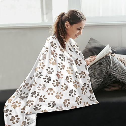 Miniatura 6 de KLL Cute Paws Print Brown Blankets & Throws Fall Sofa Throw Blanket Cozy Comfy Throws 60"x90" for Sofa, Couch, Car Lightweight Bed Blanket