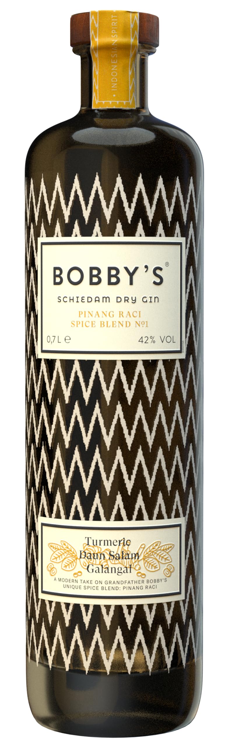 Bobby's Pinang Raci Schiedam Dry Gin - Premium Craft with Indonesian Spices - Traditional Genever Style - Award-Winning Dutch - Spice Blend No.1 - Gift Bottle - 700ml - 42 percent ABV