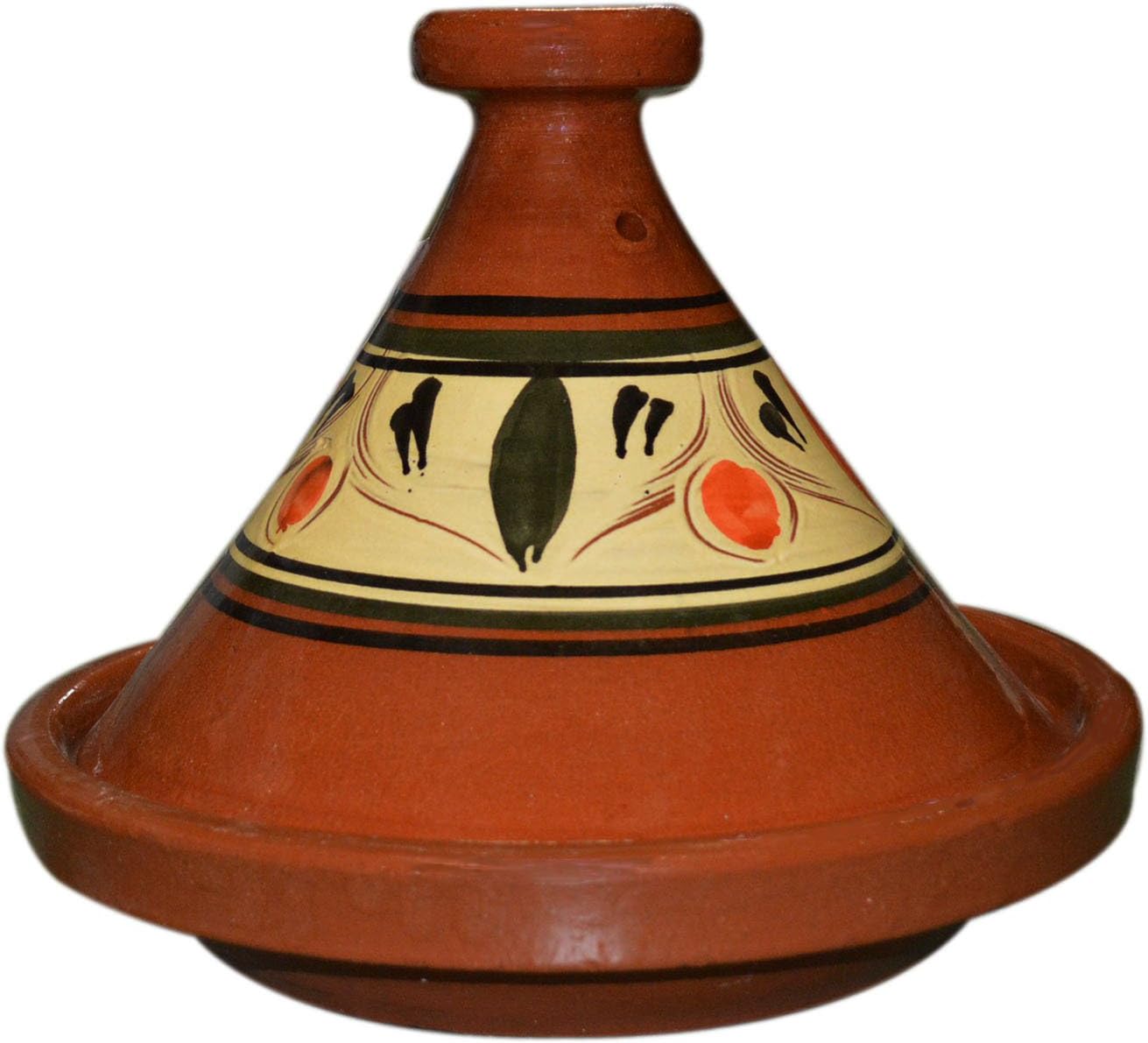 Treasures Of Morocco Moroccan Cooking Tagine, Handmade Safe Glazed Traditional, Medium Size, 10 inches, Brown, Round, Clay