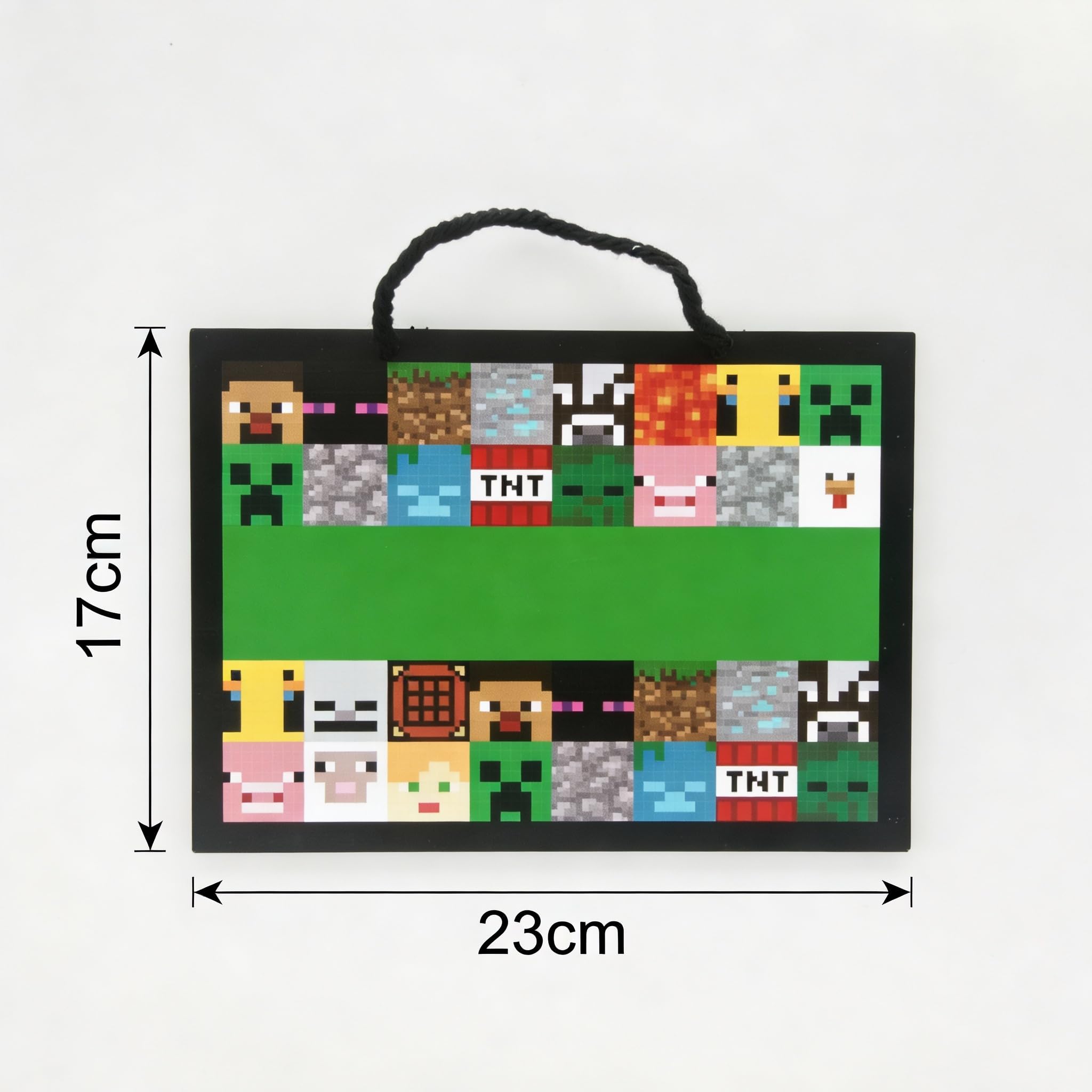 Minecraft Plaque de porte personnalisée avec autocollants de l'alphabet, panneau de nom personnalisé pour chambre à coucher ou salle de jeux, décoration officielle Minecraft 23 x 17 cm avec crochet