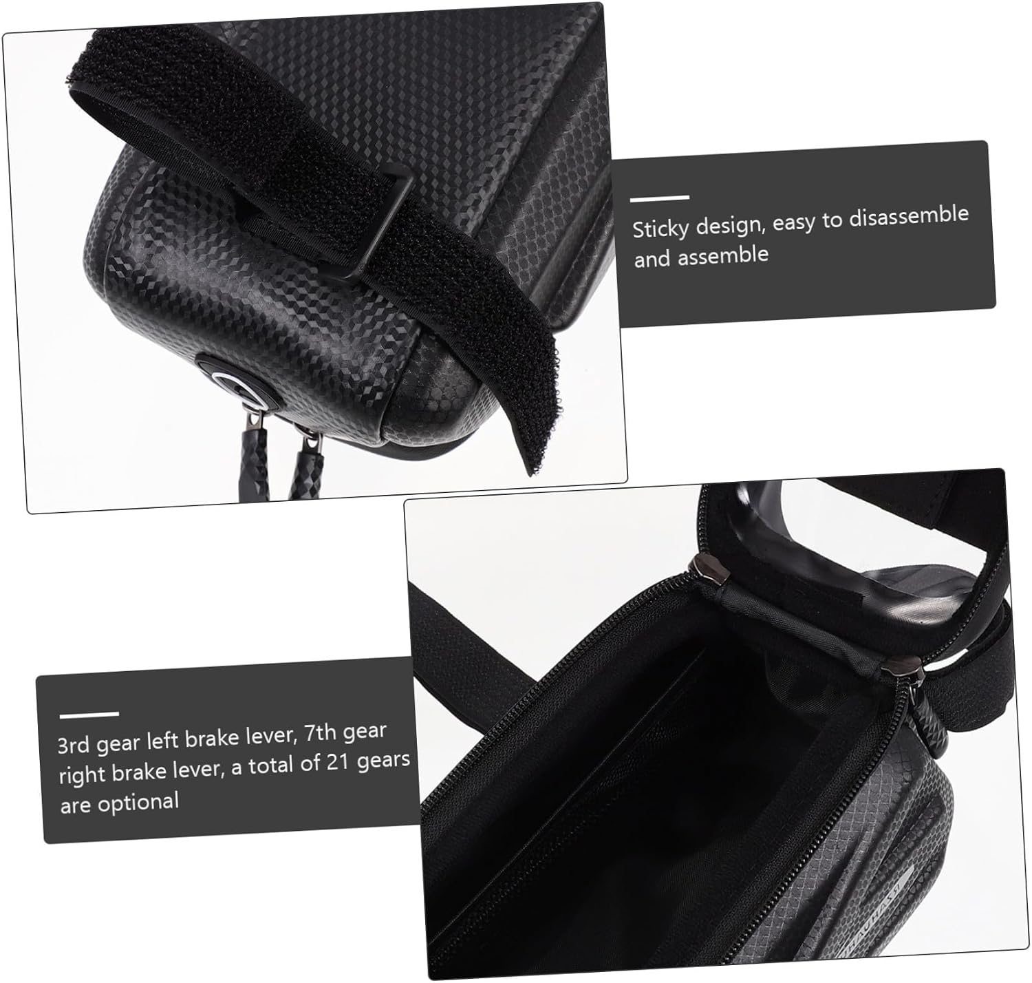 VANZACK Handlebar Bag Cycling Phone Holder for Touchscreen Front Frame Storage Sturdy Mobile Phone Pouch for Outdoor Riding for Daily Commutes and Weekend Adventures