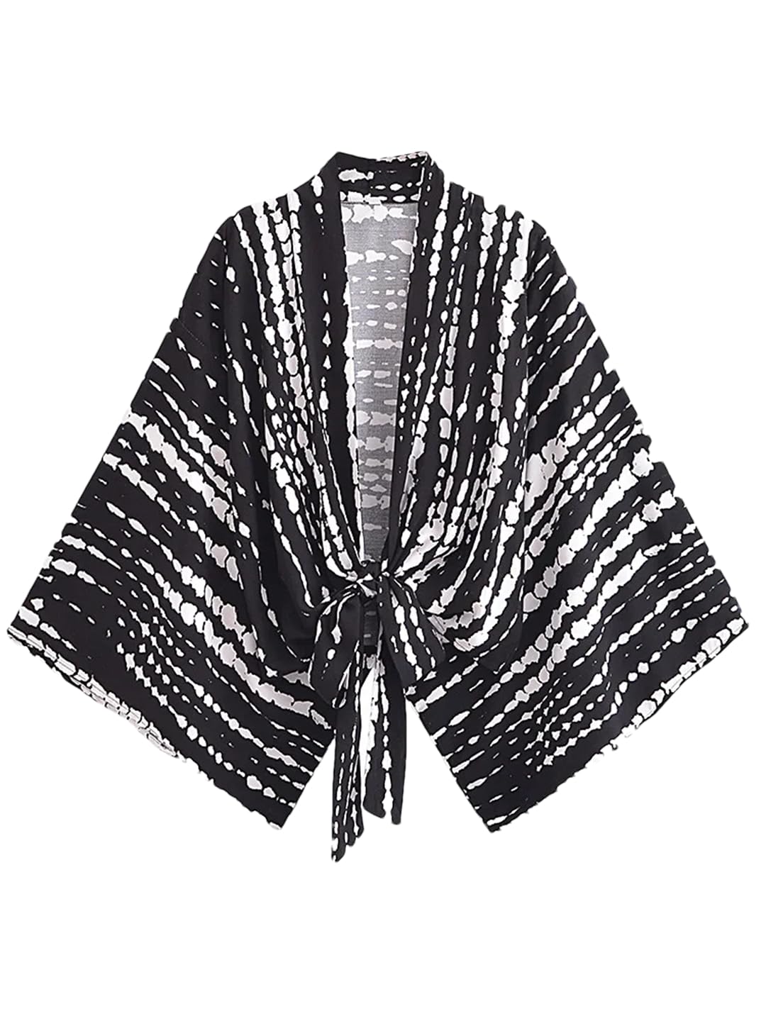 Disimlarl Costumi da bagno corti kimono da donna con stampa nera maniche a pipistrello bohemien bikini copricostume da spiaggia