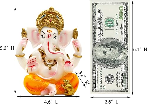 Miniatura 6 de Ídolo de Ganesha Hindu Lord - India Ganesh Estatua Diwali Regalos indio Puja Artículos para el Hogar Templo Mandir Pooja Decoración de coche