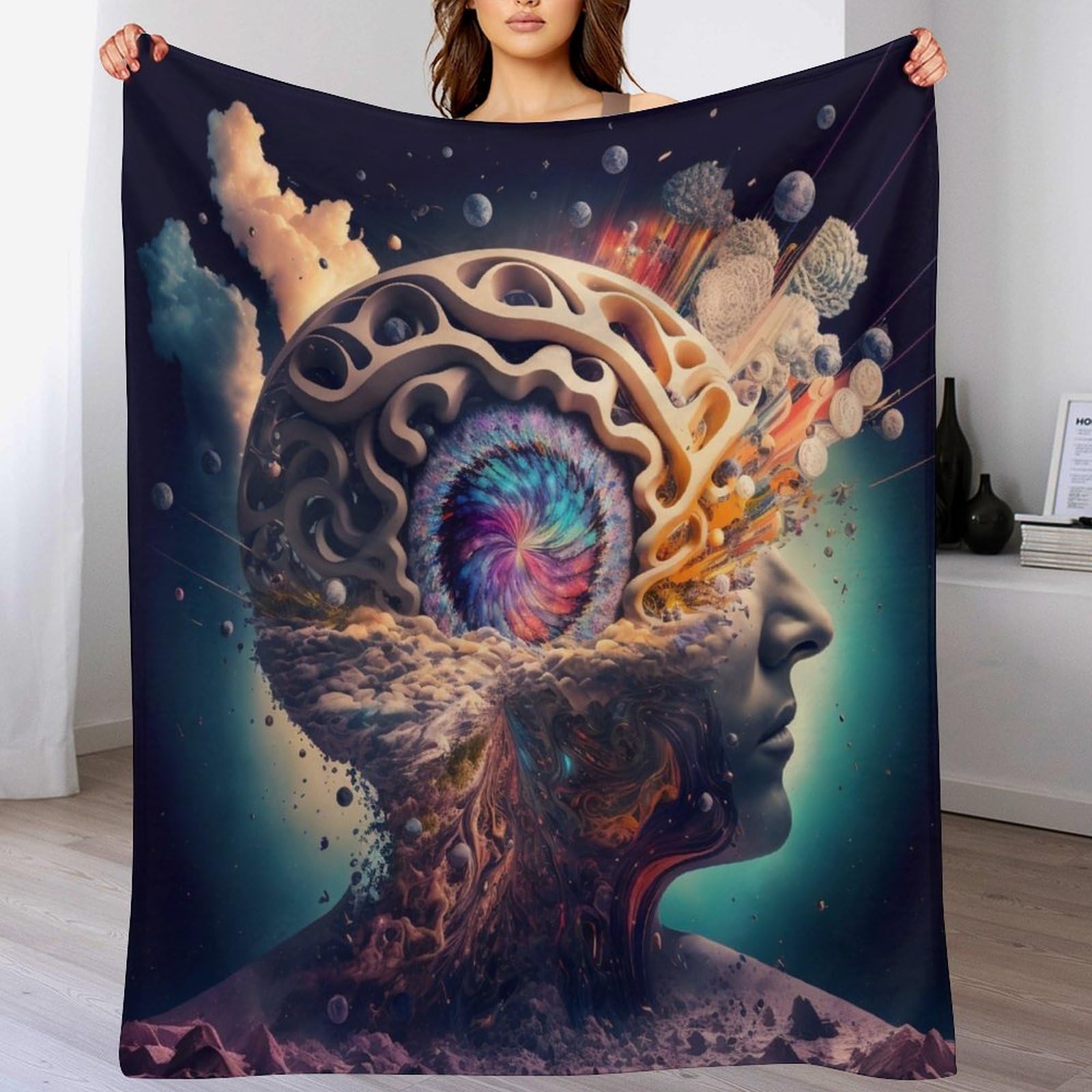 Couverture Art du Cerveau plaid grand format pour protéger et décorer le canapé