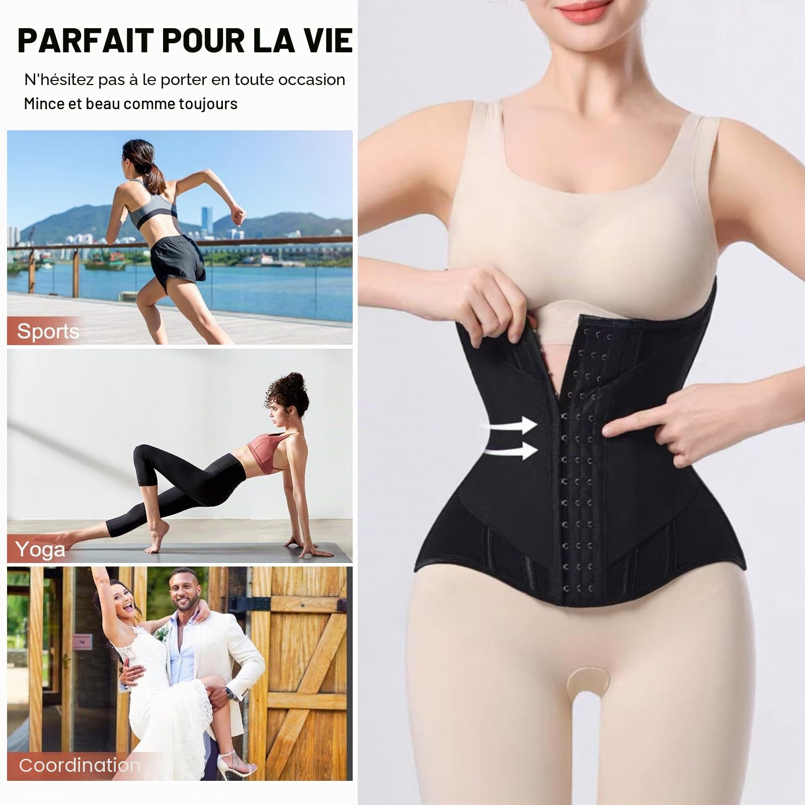 Corset Minceur Femme Ventre Plat, Ceinture Gainante en Forme de U Ceinture Post Partum Corset Minceur Serre Taille Body Sculptant Femme Ceinture Abdominale Serres-Taille