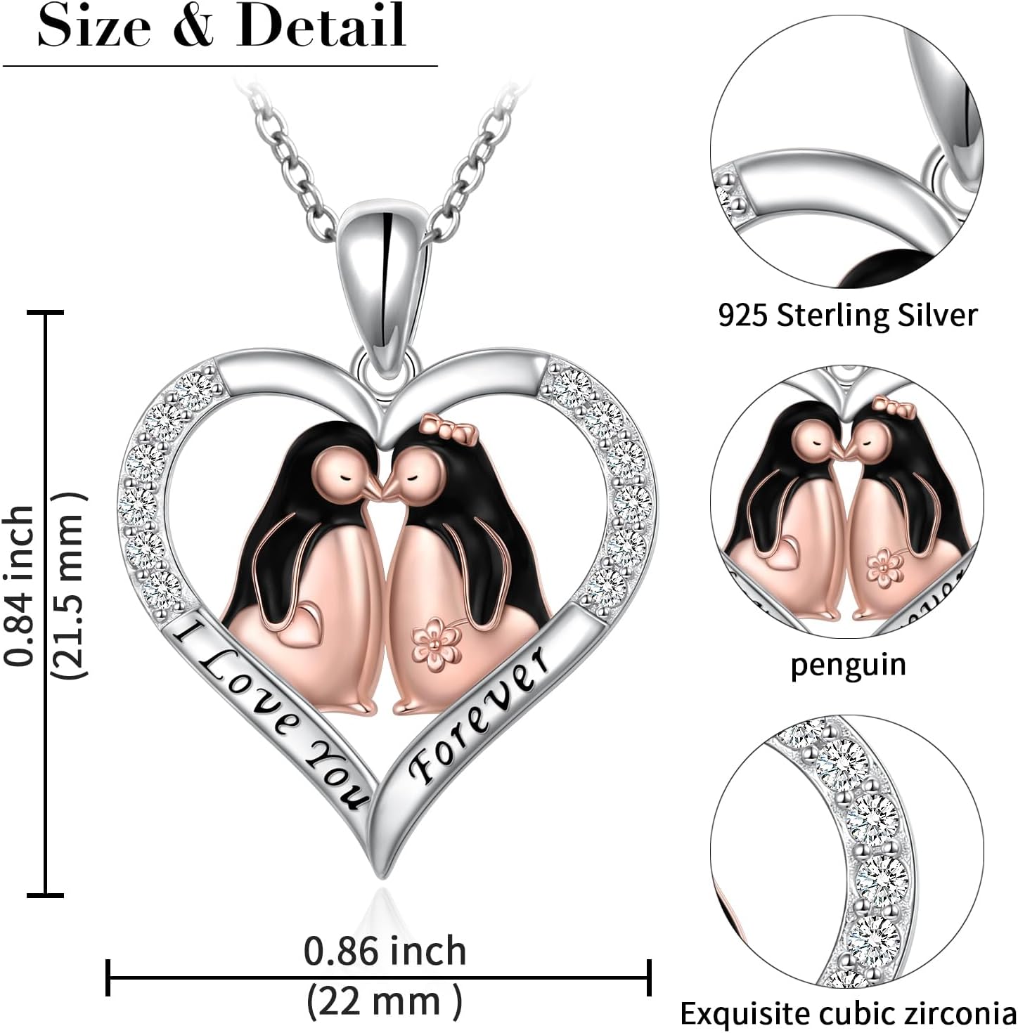 Alphm Heart Animal Necklace for Women 925 Sterling Silver Giraffe/Bunny/Squirrel/Panda/Hedgehog/Ladybug/Cat/Dachshund/Peacock Pendant Necklace Animal Jewelry Persents for Daughter Sister - Image 6