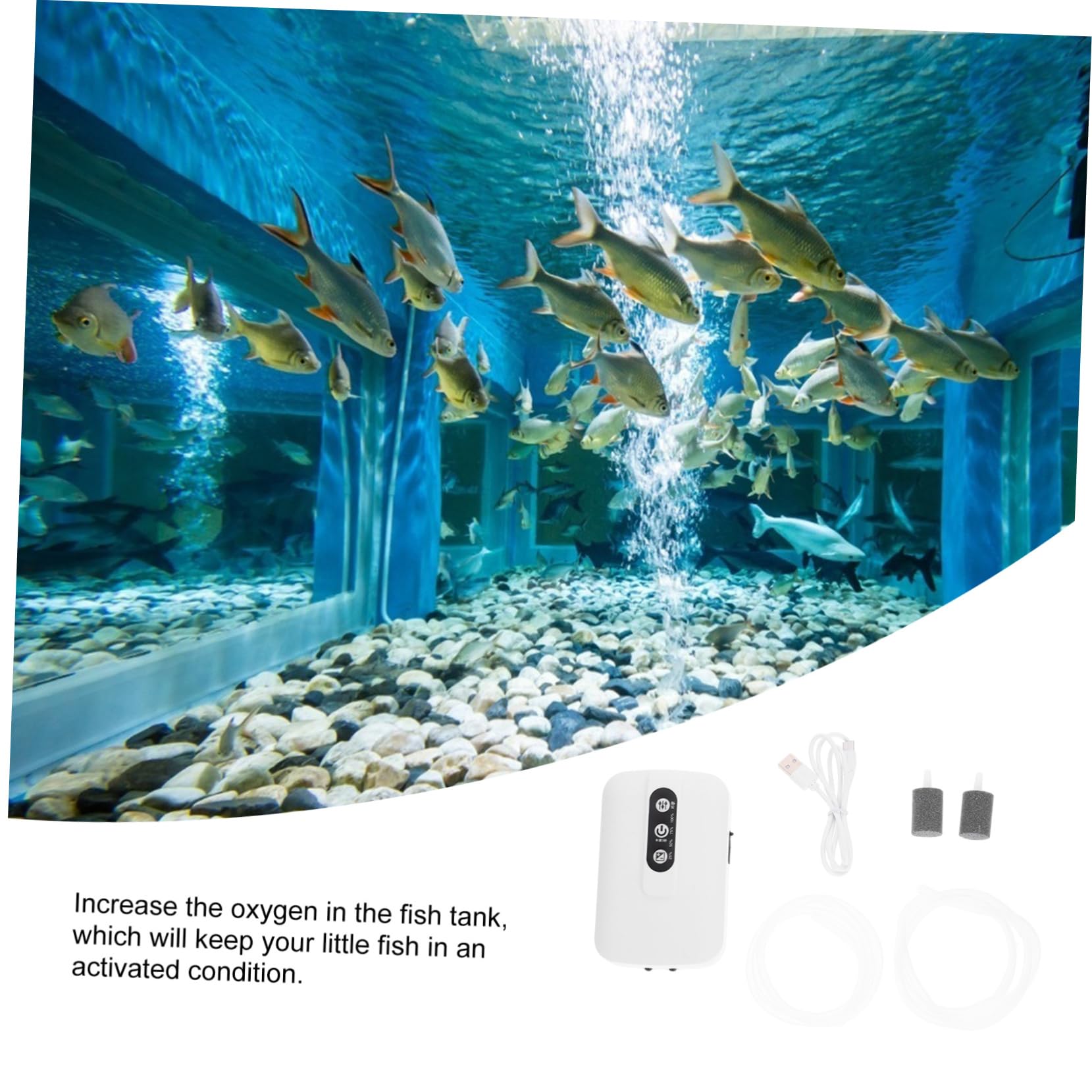 Mikikit 1 Set USB Rechargeable Aquarium Air Pump Battery Fish Tank with Output for Enhanced Oxygenation and Healthy