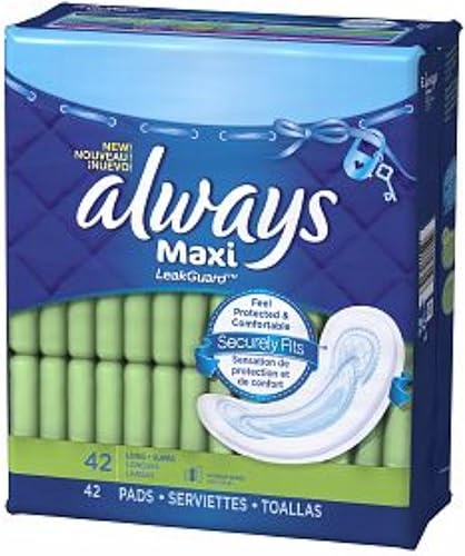 Always Maxi Pads Sin Alas, Largo-Super 42 ea (Paquete de 5)