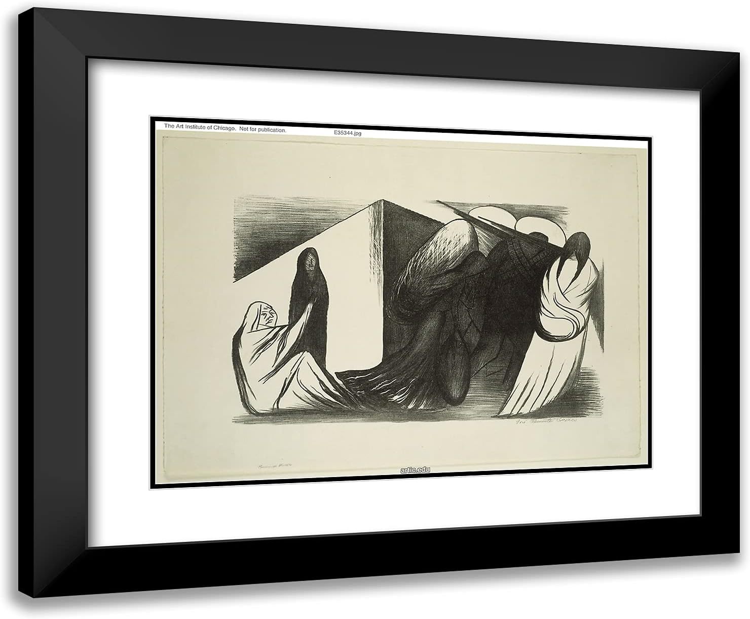 ArtDirect Jose Clemente Orozco 24x20 Black Modern Framed and Double Matted Art Print Titled Mexican Soldiers