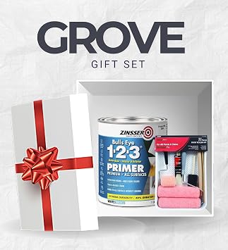 Zinsser Bulls-Eye 1-2-3 White Water-Based Styrenated Acrylic Primer Paint and Sealer 1 qt Bundle with Linzer Paint Roller Kit Stain Blocking, Surface Sealing & Smooth Application Gift Set (2 Items)