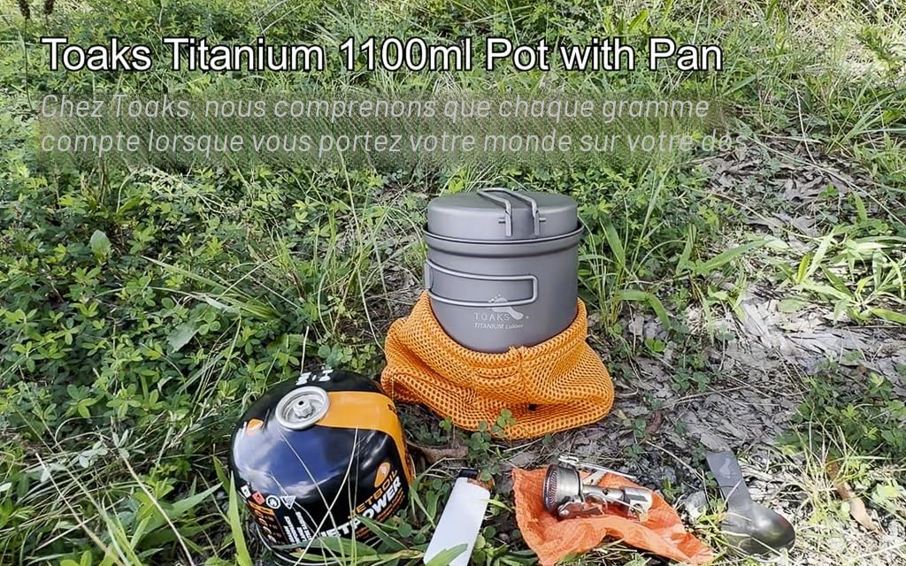 TOAKS Titanium 1100ml Pot with Pan Set de cuisine 2 pièces résistant à la corrosion et aux températures élevées sans arrière-goût métallique