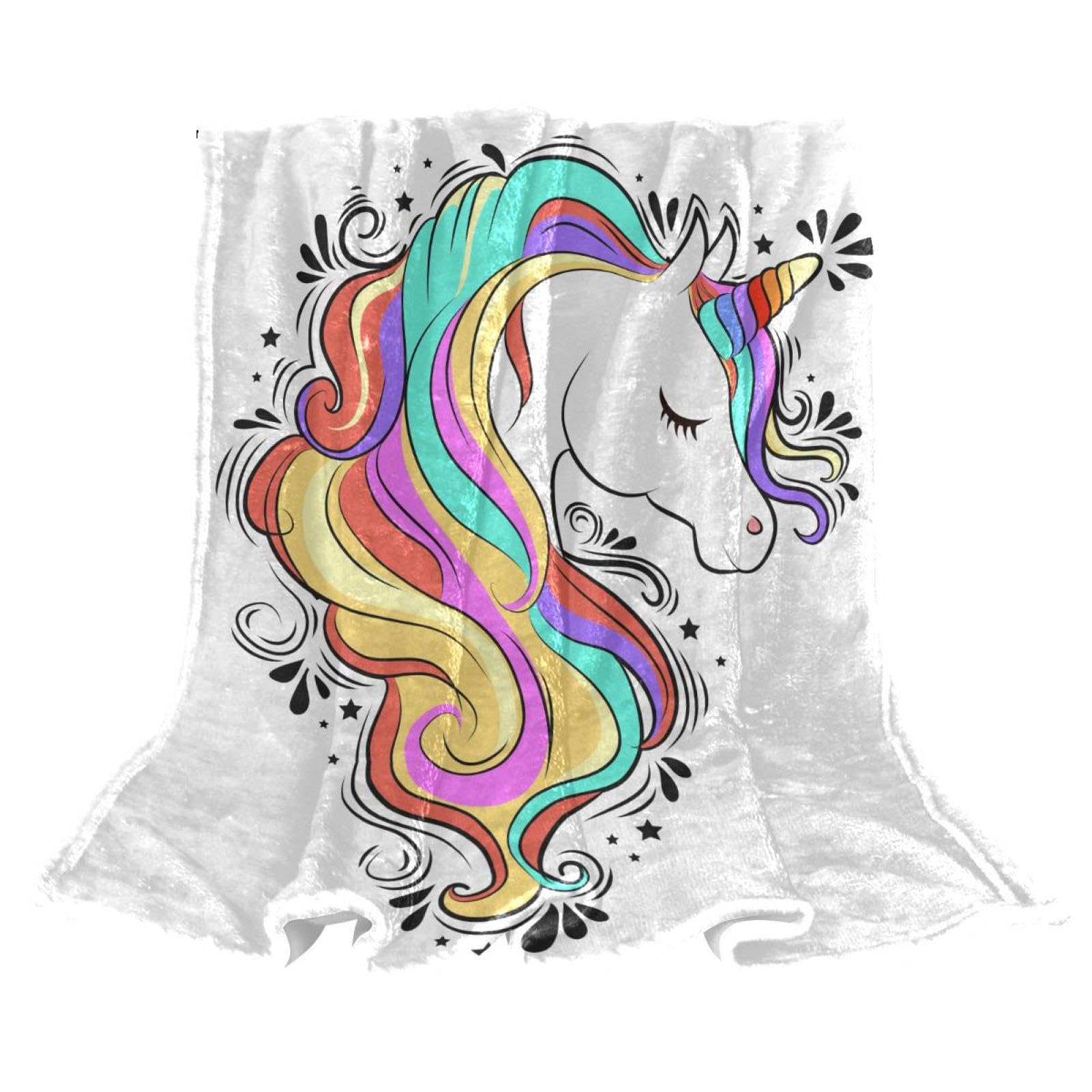Couverture polaire licorne plaid chaud et doux 150×200cm pour lits canapés chaises divans