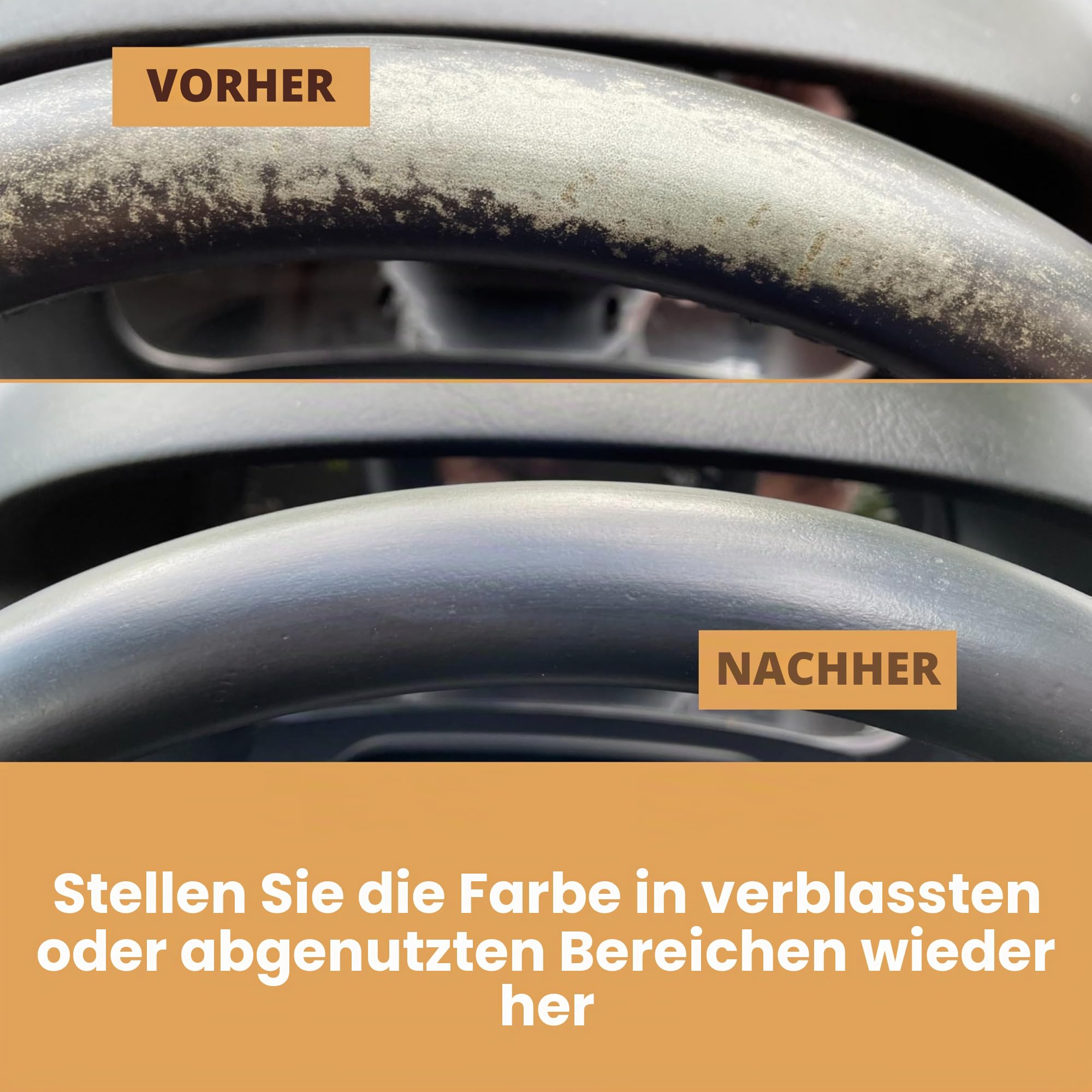Leder-Lenkrad-Reparatur-Set (schwarz) – entfernt Fettablagerungen, repariert Schäden und stellt die Farbe an jedem abgenutzten Lederlenkrad wieder her