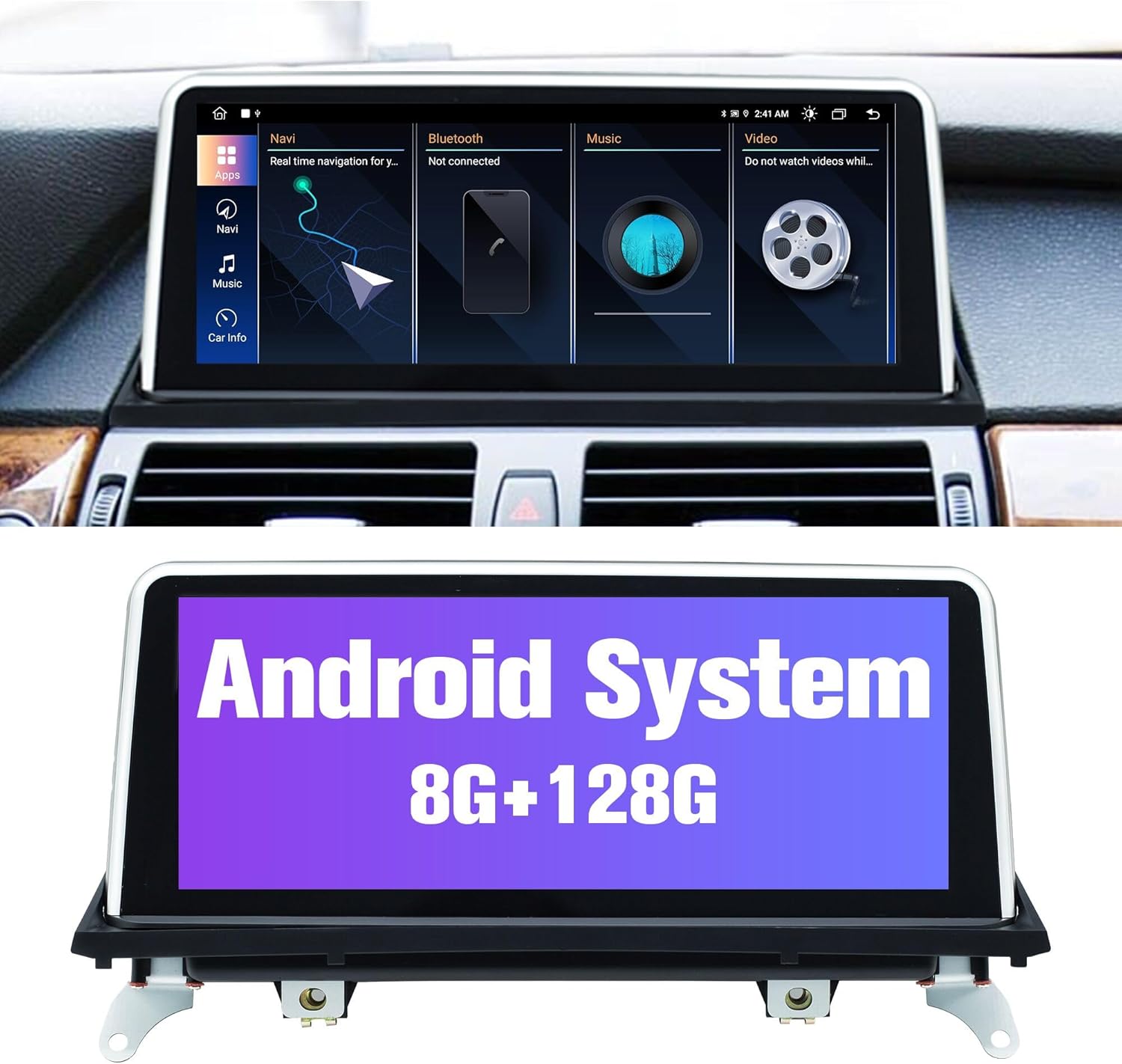Stereo for E70 E71: 8+128G Car Stereo with Bluetooth Apple Carplay for BMW E70 E71 CIC 2011-2013, 10.25" Aftermarket Touch Screen Android System Head Unit Car Play Radio with Backup Camera FMAM GPS