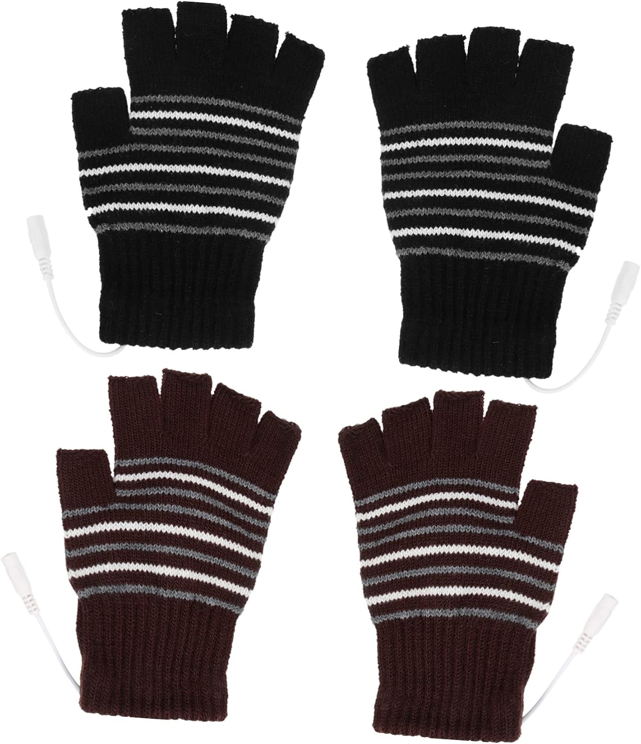 Abaodam 2Pairs USB Electric Heating Mitts Adjustable Winter Thermal Gloves for Outdoor Sports Knitted Design for Skiing Camping Fishing and More