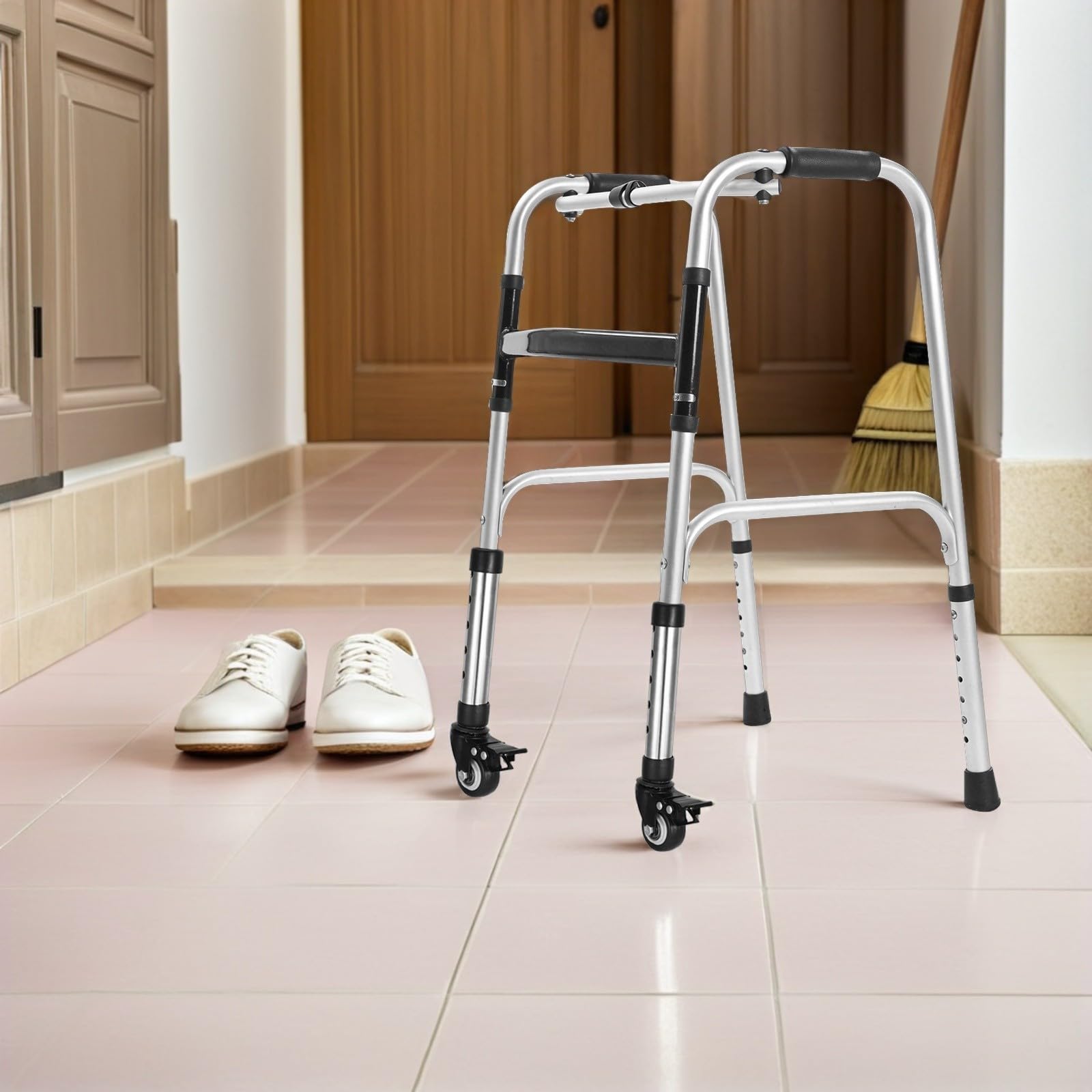 Healvian 2 Piezas Ruedas de Repuesto para Andadores para Personas Mayores Acero Inoxidable, Fácil Instalación, Ideales para Uso en Interiores Hogar