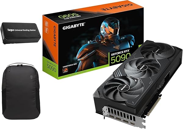 GIGABYTE GeForce RTX 5090 WINDFORCE 32G Graphics Card, 32GB 512-bit GDDR7, PCIe 5.0, WINDFORCE Cooling System, GV-N5090WF3-32GD Video Card, Bundle with Targus Dock Station and Backpack Alienware